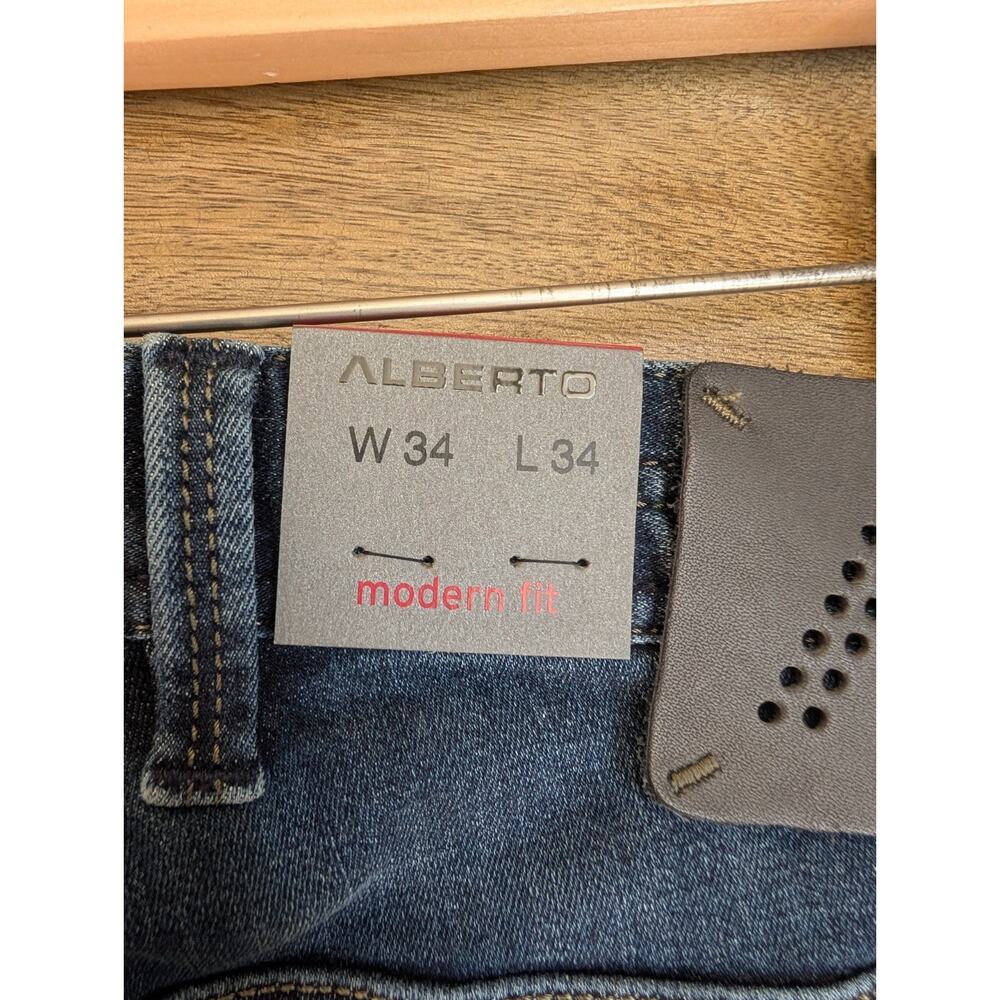 Alberto Jeans Mens 34x34 Blue Denim Super Stretch Modern Fit Straight 5017 NWT - Picture 3 of 7